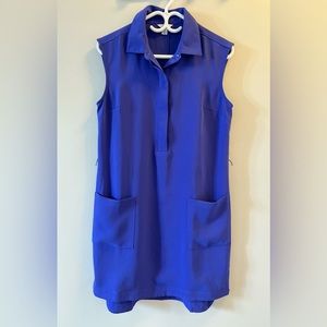 Calvin Klein Blue Sleeveless Tunic Dress with Collar, Size- S, Color- Bl…